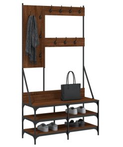 Appendiabiti Con Porta Scarpe Rovere Marrone 100x40x184 cm