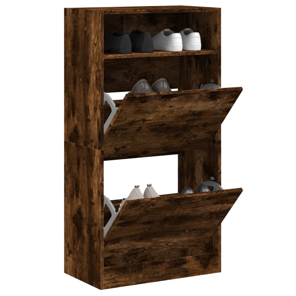 Scarpiera Rovere Fumo 60x34x116 Cm In Legno Multistrato - Image 3