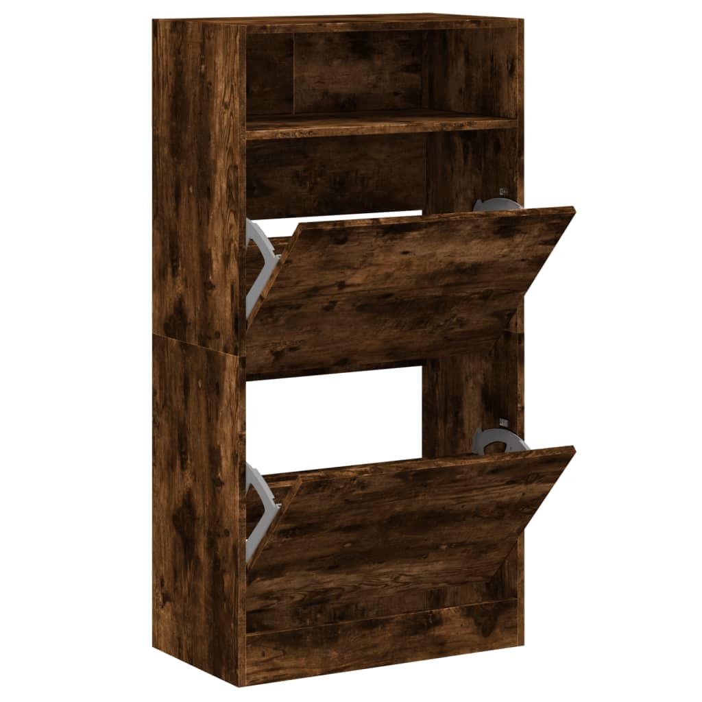 Scarpiera Rovere Fumo 60x34x116 Cm In Legno Multistrato - Image 5