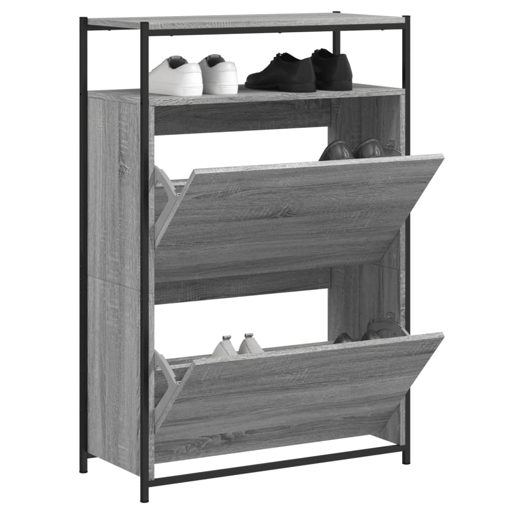 Scarpiera Grigio Sonoma 75x34x112 Cm In Legno Multistrato - Image 4