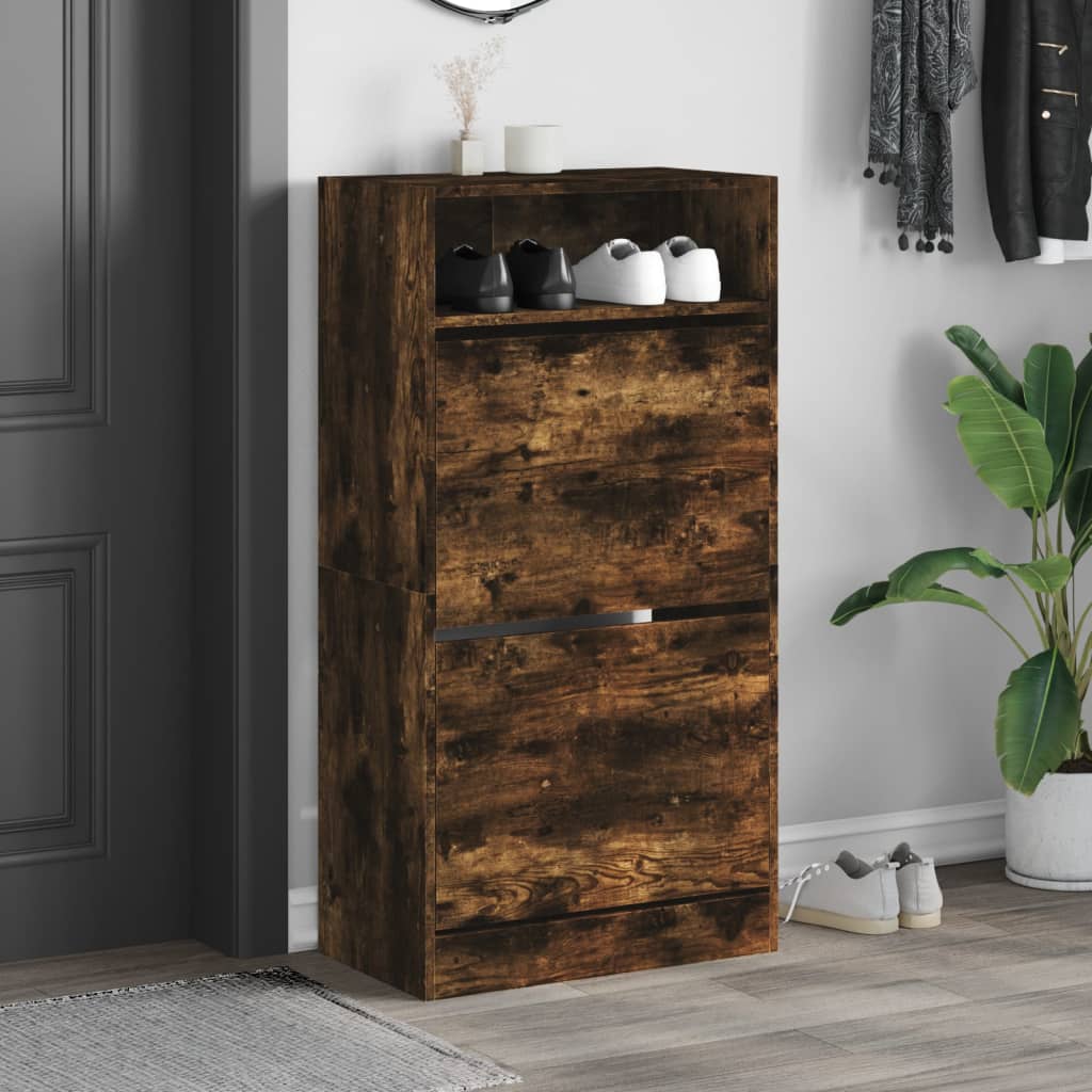 Scarpiera Rovere Fumo 60x34x116 Cm In Legno Multistrato - Image 6