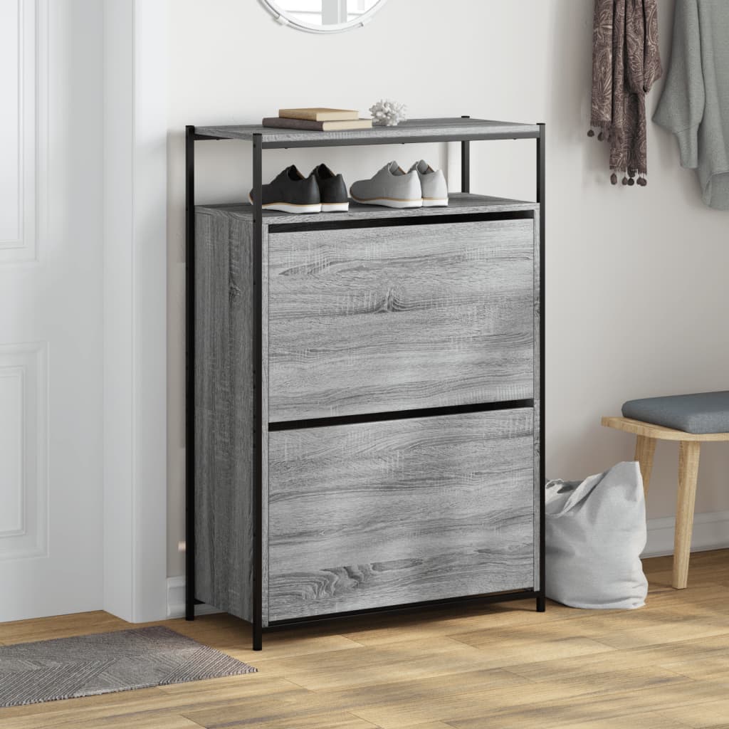 Scarpiera Grigio Sonoma 75x34x112 Cm In Legno Multistrato - Image 3