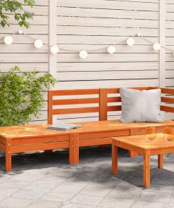 Divano Da Giardino A 3 Posti Marrone Cera Legno Massello Pino