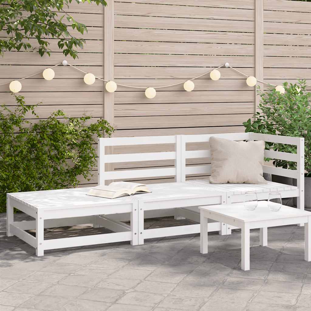 Divano Giardino Con Poggiapiedi 2 Posti Massello Pino Bianco