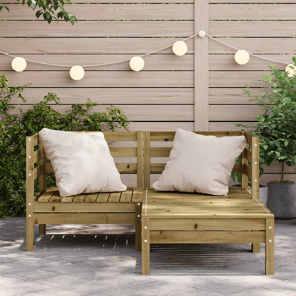 Divano Da Giardino 2posti Con Poggiapiedi Legno Pino Impregnato