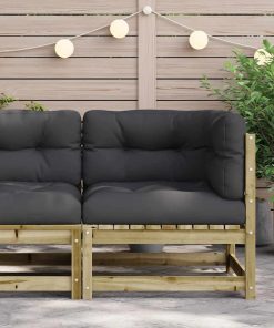 Divano Angolare Da Giardino Con Cuscini Legno Impregnato Pino