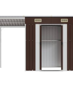 Capanno Giardino Tetto Esteso Marrone 277x107x181cm Acciaio