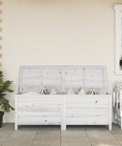 Contenitore Giardino Bianco 150x50x56,5 Cm Legno Massello Abete