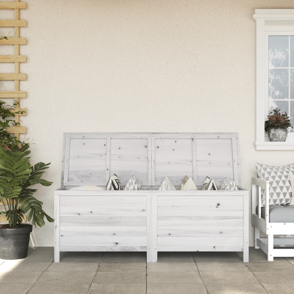 Contenitore Giardino Bianco 150x50x56,5 Cm Legno Massello Abete