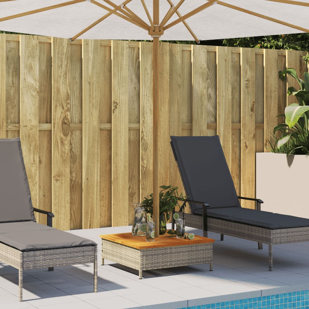 Copertura Base Ombrellone Grigia 70x70x25cm Polyrattan E Acacia - Image 5