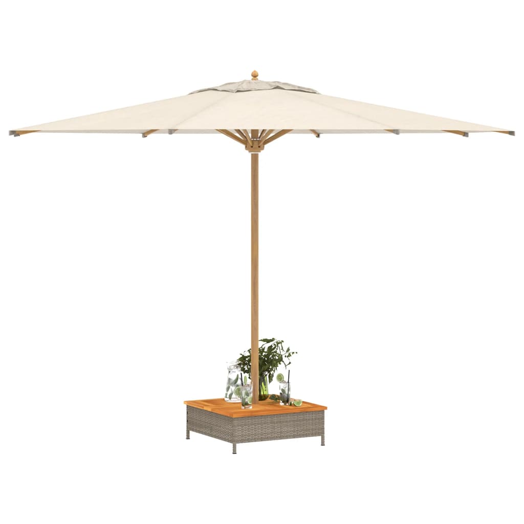 Copertura Base Ombrellone Grigia 70x70x25cm Polyrattan E Acacia - Image 6
