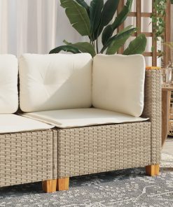 Divano Angolare Da Giardino Con Cuscini Beige In Polyrattan