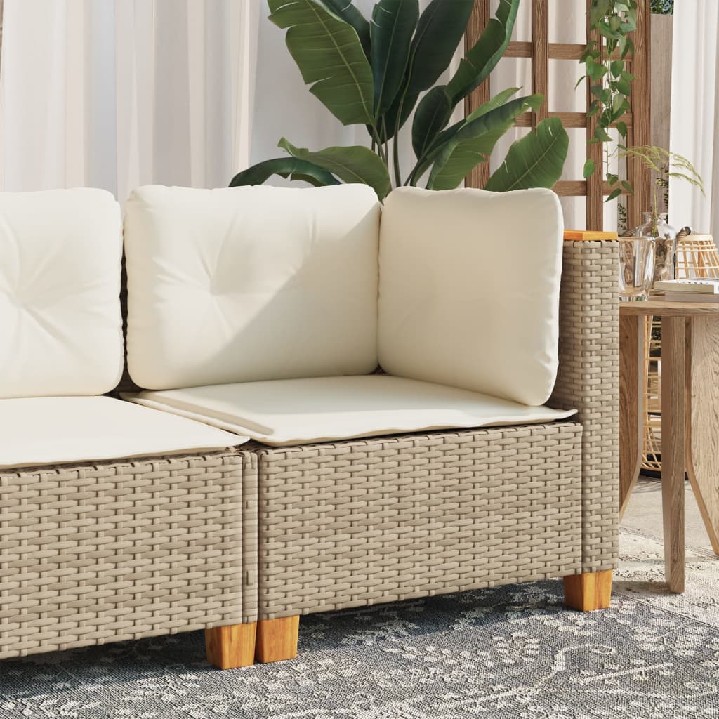 Divano Angolare Da Giardino Con Cuscini Beige In Polyrattan