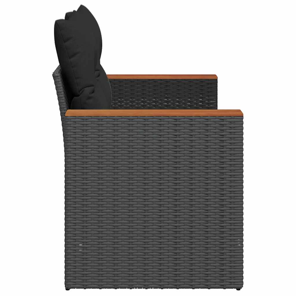 Divano Da Giardino Con Cuscini 2 Posti Nero In Polyrattan
