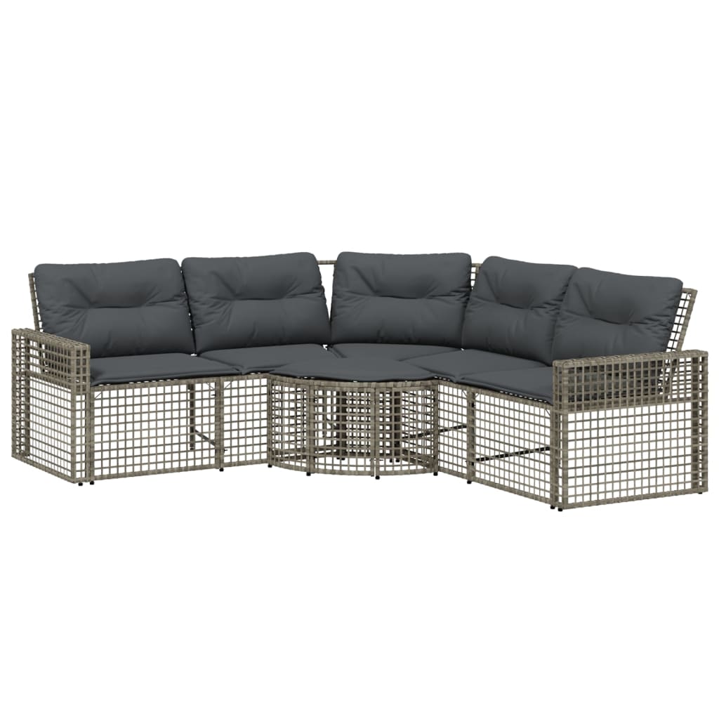 Divano Da Giardino A L Con Cuscini E Pouf Grigio In Polyrattan