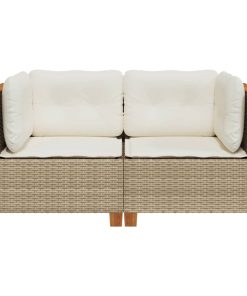 Divani Angolari Da Giardino Con Cuscini 2pz Polyrattan Beige