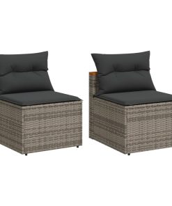 Divani Giardino Senza Braccioli Con Cuscini 2 Grigi Polyrattan