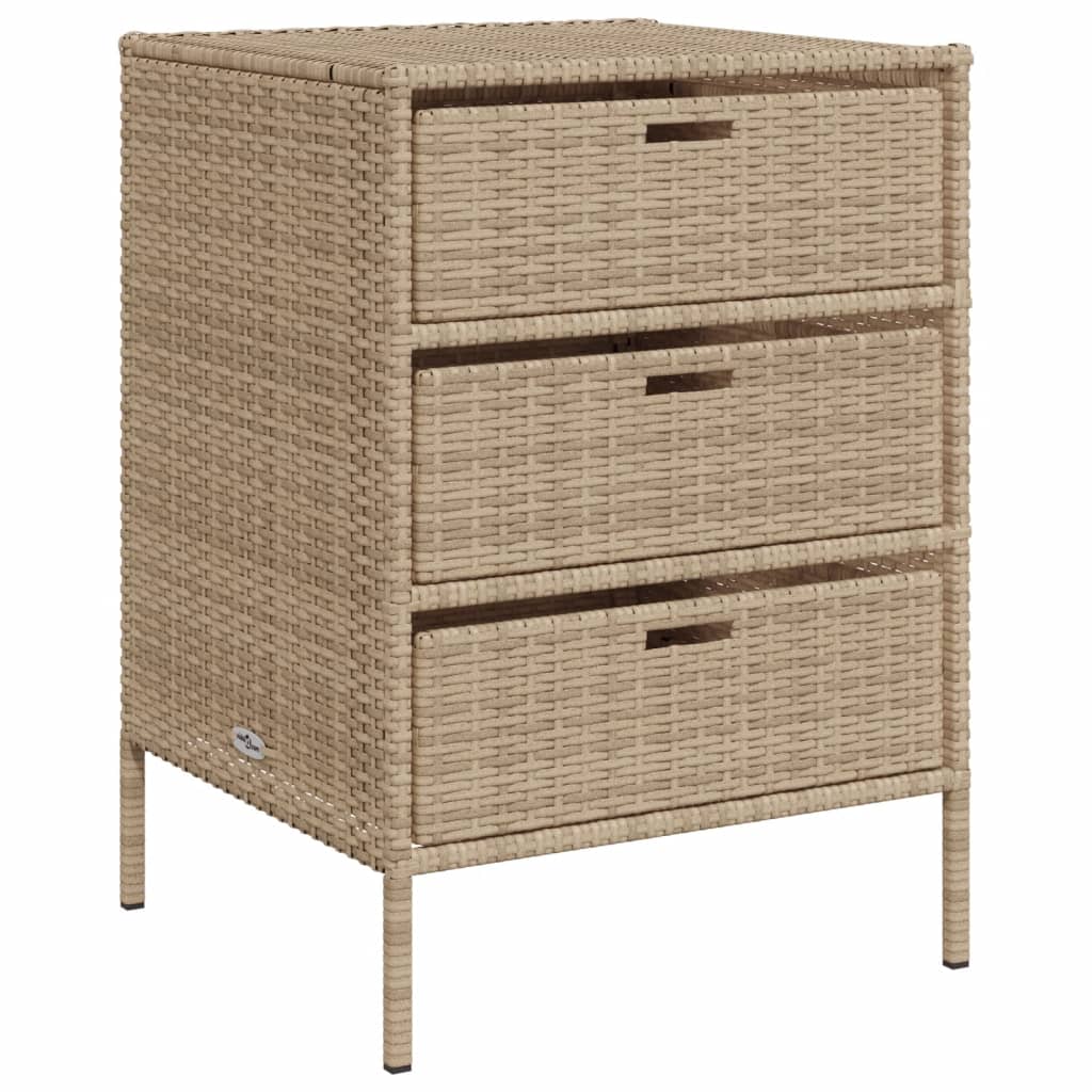 Armadietto Portaoggetti Da Giardino Beige 55x59x80cm Polyrattan