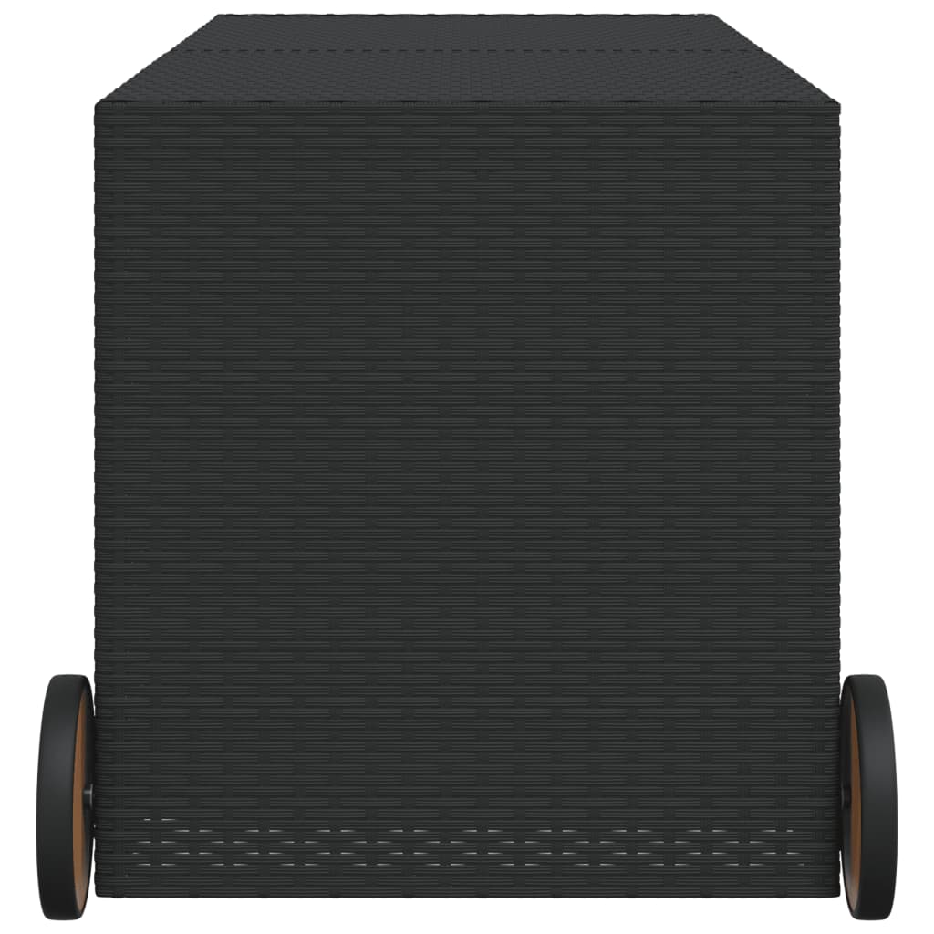 Contenitore Da Giardino Con Ruote Nero 283l In Polyrattan