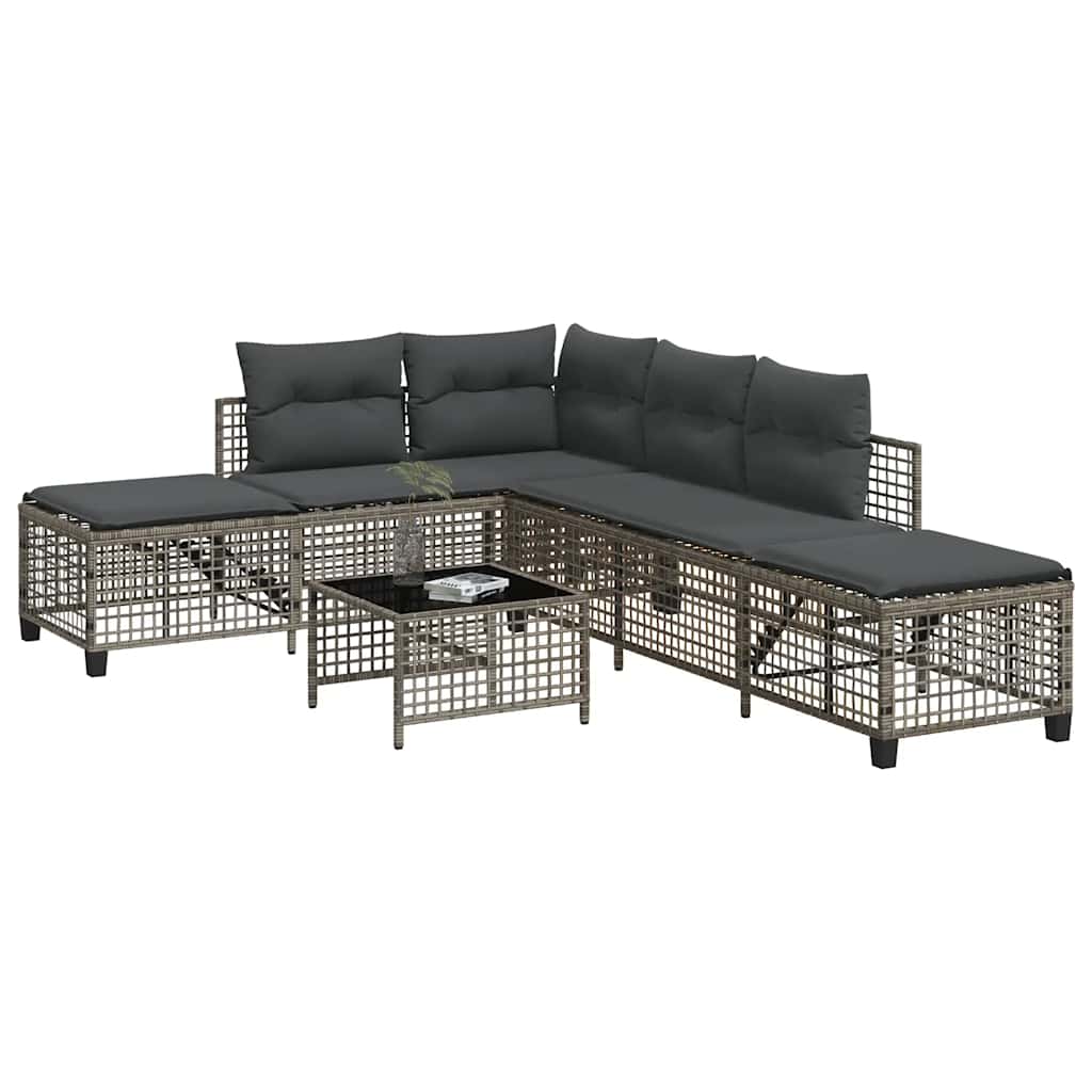 Divani Da Giardino Ad Angolo 3 Pz Cuscini Grigio In Polyrattan