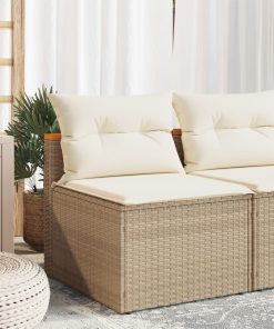 Divani Giardino Senza Braccioli Con Cuscini 2 Beige Polyrattan