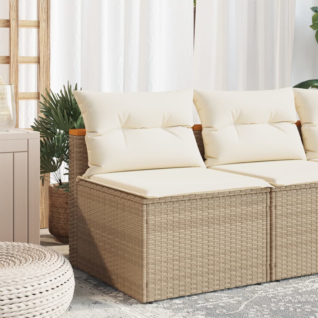Divani Giardino Senza Braccioli Con Cuscini 2 Beige Polyrattan