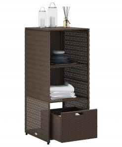 Armadietto Portaoggetti Giardino Marrone 50x55x115cm Polyrattan