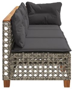 Divano Da Giardino Con Cuscini 3 Posti Grigio In Polyrattan