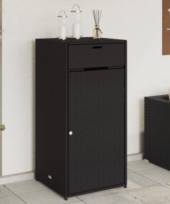 Armadietto Portaoggetti Da Giardino Nero 55x55x111cm Polyrattan