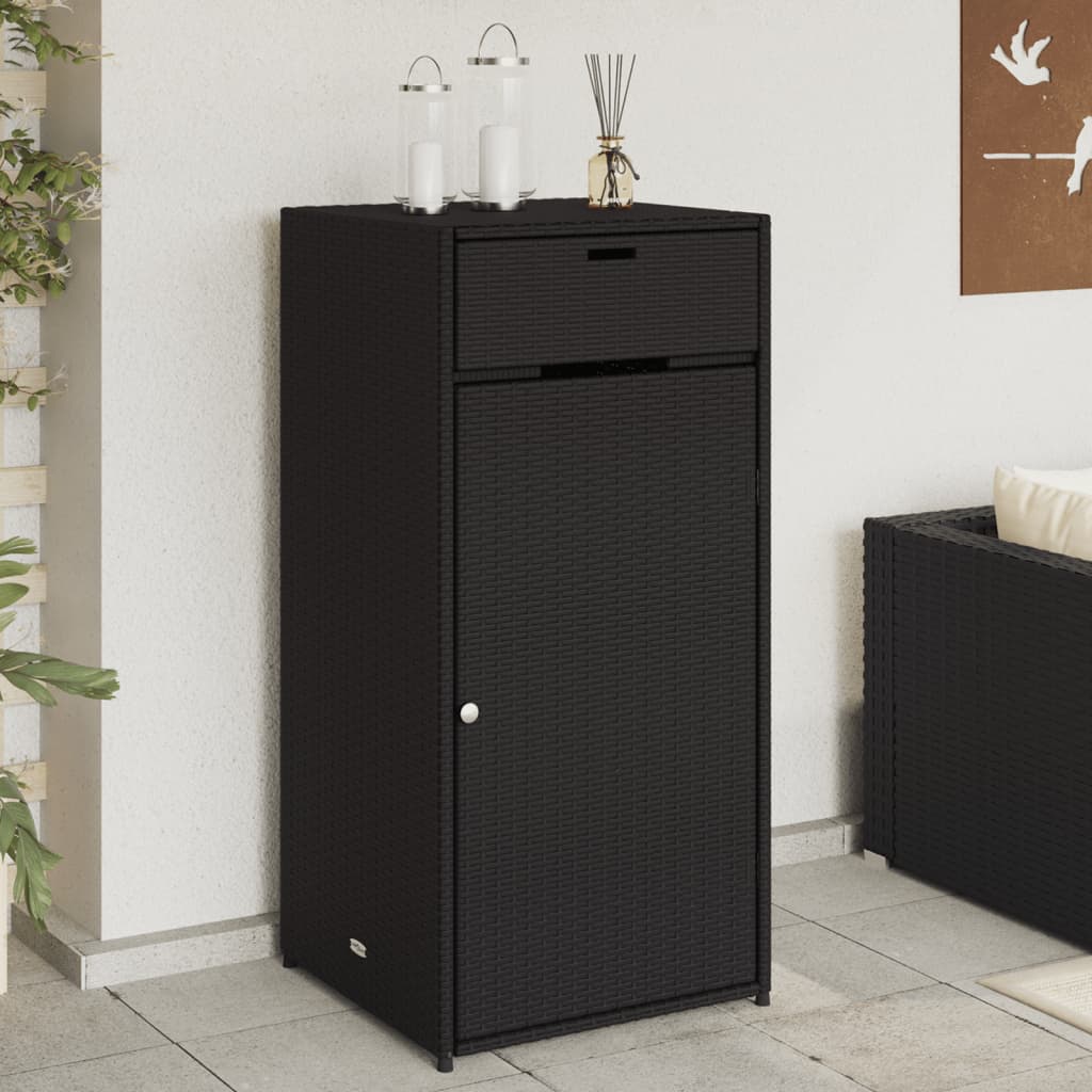 Armadietto Portaoggetti Da Giardino Nero 55x55x111cm Polyrattan
