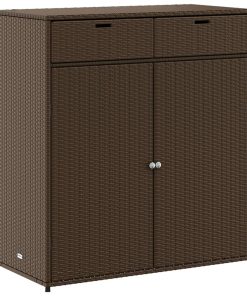 Armadietto Portaoggetti Giardino Marrone 105x55x113 Polyrattan