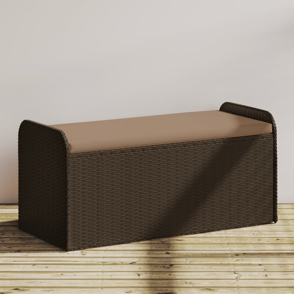 Cassapanca Con Cuscino Marrone 115x51x52 Cm In Polyrattan - Image 4