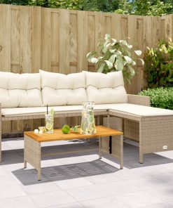 Divano Da Giardino Con Tavolo E Cuscini A L Beige In Polyrattan