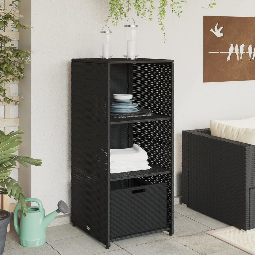 Armadietto Portaoggetti Da Giardino Nero 50x55x115cm Polyrattan