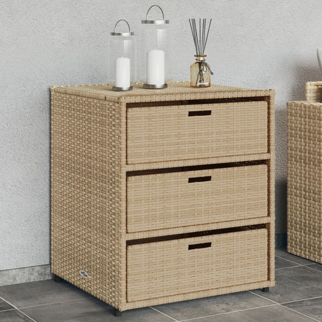 Armadietto Portaoggetti Da Giardino Beige 55x59x69cm Polyrattan - Image 3