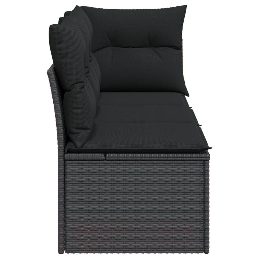 Divano Da Giardino Con Cuscini 3 Posti Nero In Polyrattan