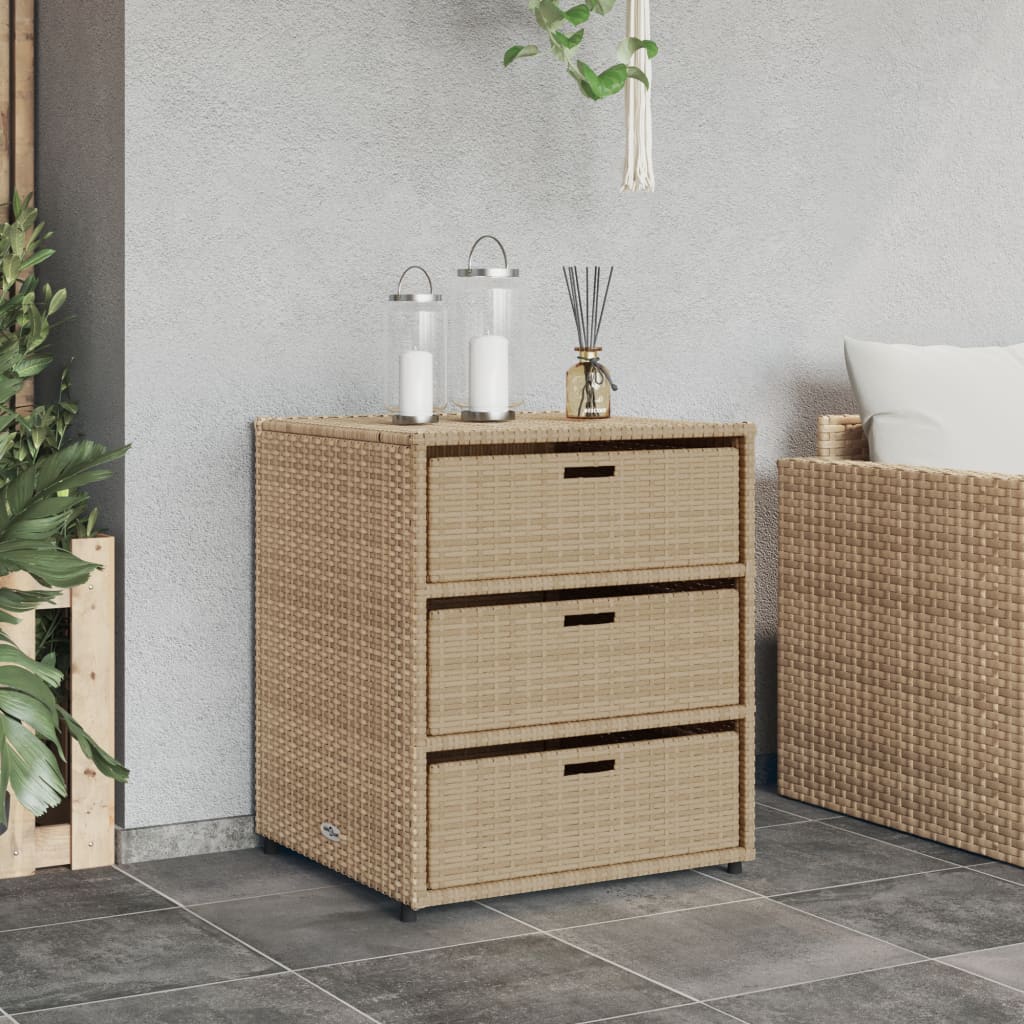 Armadietto Portaoggetti Da Giardino Beige 55x59x69cm Polyrattan - Image 2