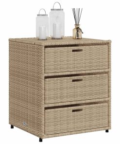 Armadietto Portaoggetti Da Giardino Beige 55x59x69cm Polyrattan