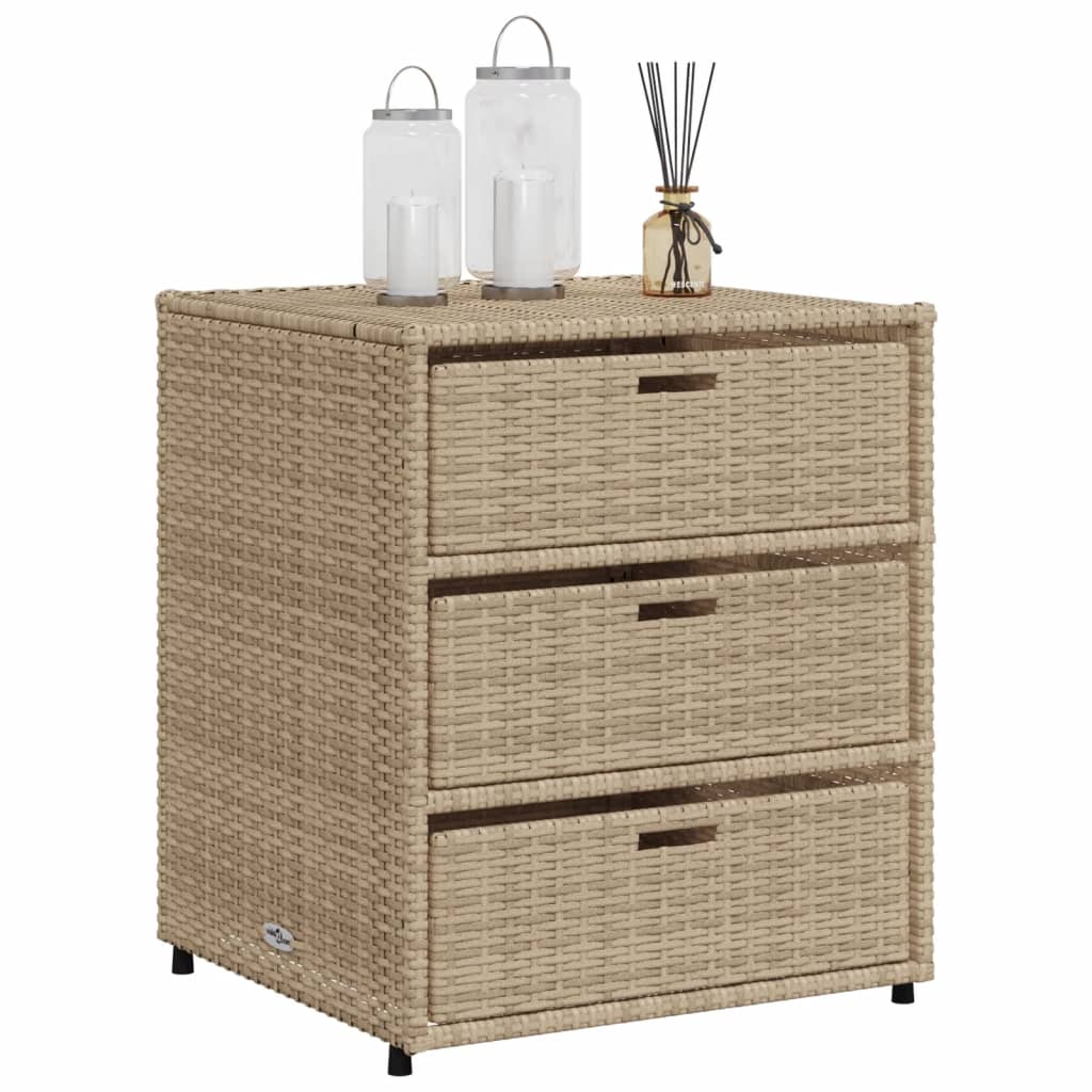 Armadietto Portaoggetti Da Giardino Beige 55x59x69cm Polyrattan