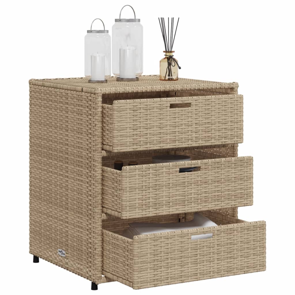 Armadietto Portaoggetti Da Giardino Beige 55x59x69cm Polyrattan - Image 6