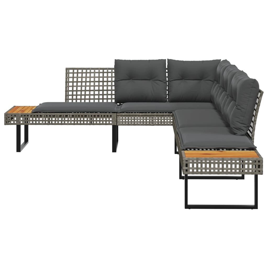 Divano Da Giardino Con Cuscini A L Grigio Polyrattan E Acacia