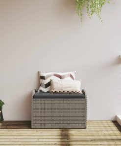 Cassapanca Con Cuscino Grigia 80x51x52 Cm In Polyrattan