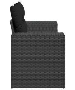 Divano Da Giardino Con Cuscini 2 Posti Nero In Polyrattan