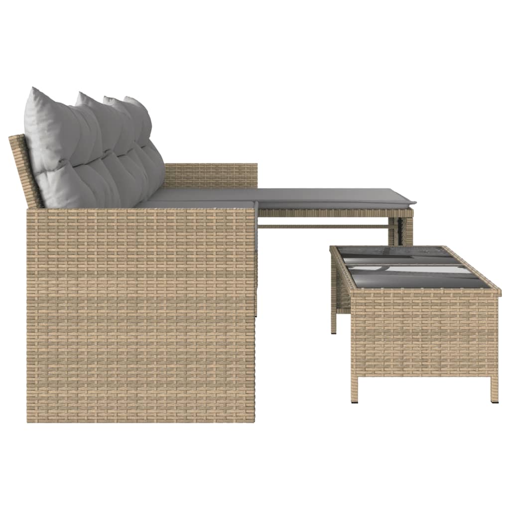 Divano Giardino Con Tavolo E Cuscini A L Beige Misto Polyrattan - Image 6