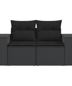 Divano Da Giardino Con Cuscini 2 Posti Nero In Polyrattan