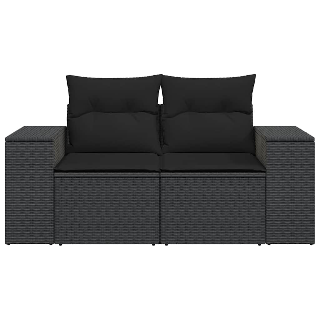Divano Da Giardino Con Cuscini 2 Posti Nero In Polyrattan