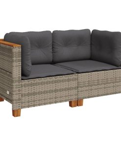 Divani Angolari Da Giardino Con Cuscini 2pz Polyrattan Grigio