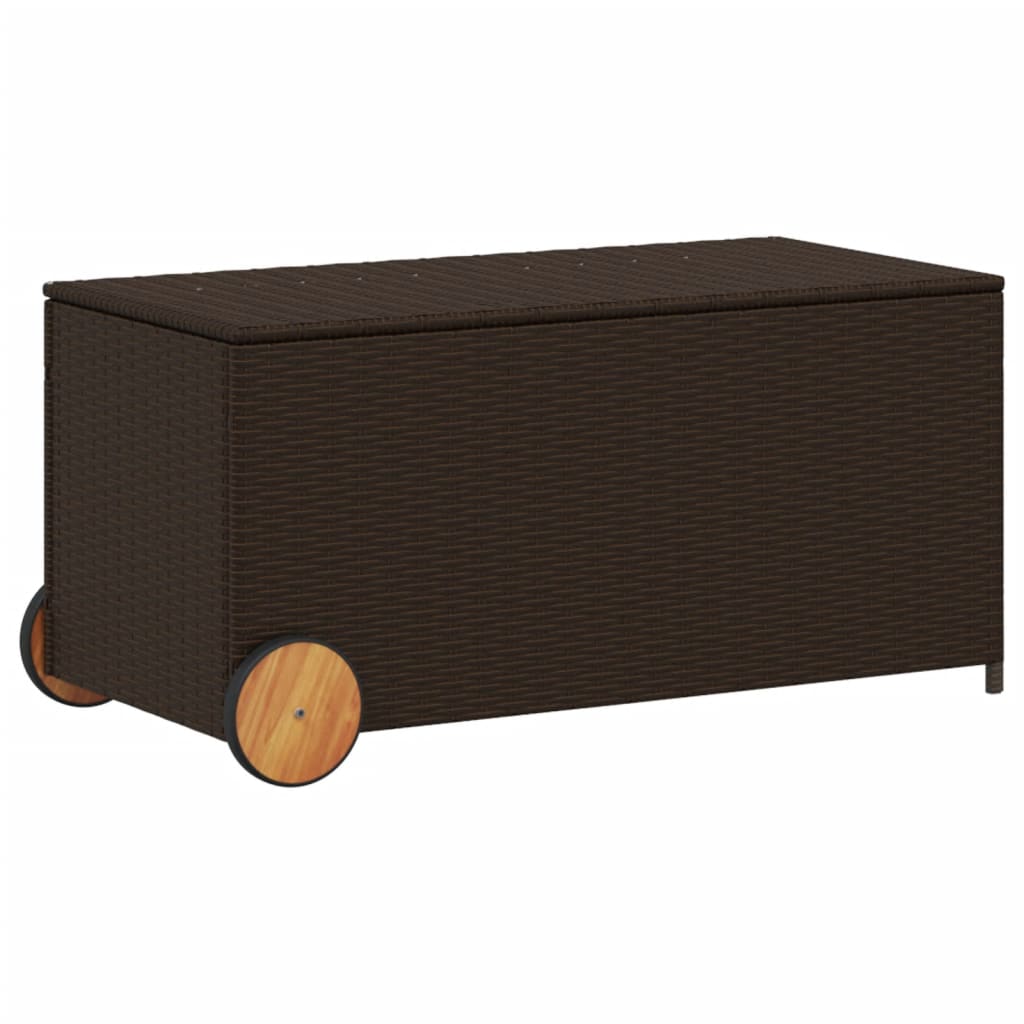 Contenitore Da Giardino Con Ruote Marrone 190l In Polyrattan