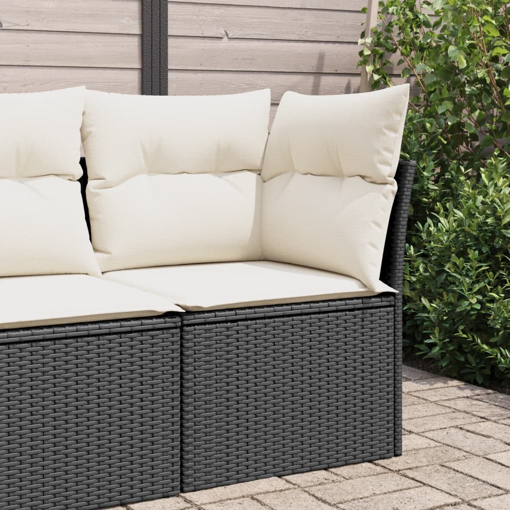 Divano Angolare Da Giardino Con Cuscini Nero In Polyrattan