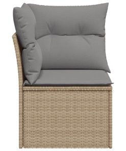 Divano Angolare Da Giardino Con Cuscini Beige In Polyrattan
